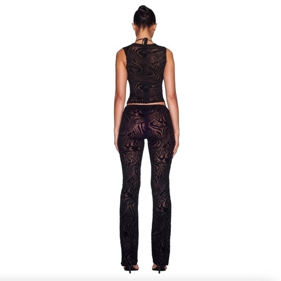 I.AM.GIA Amina Pants Velvet Sheer Straight Cutout Concert Festival Black XXS - Picture 2 of 12